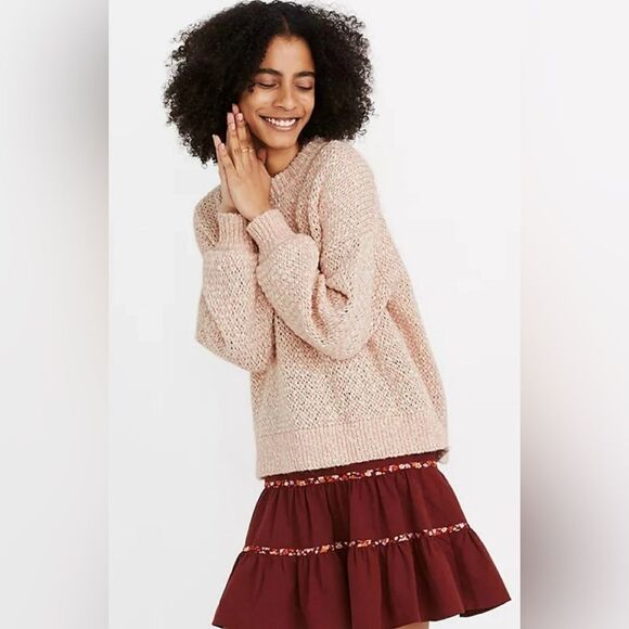 Madewell Sweaters - Madewell Light Pink Cotton Wool & Alpaca Blend Crewneck Oversized Baez Sweater